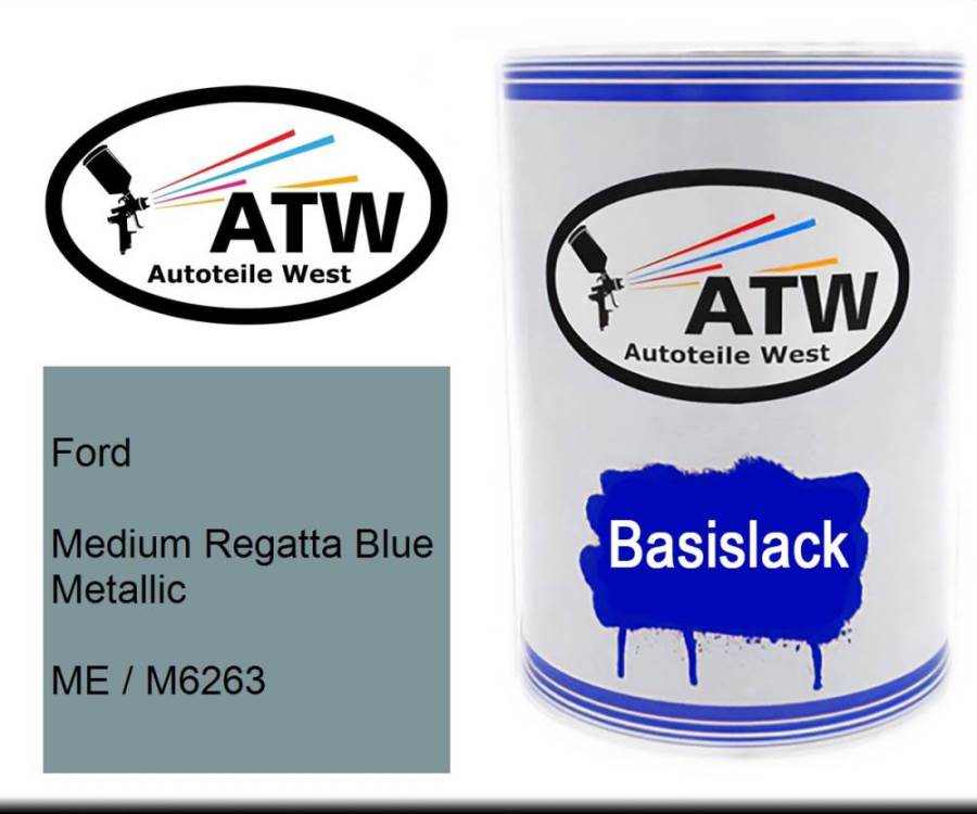 Ford, Medium Regatta Blue Metallic, ME / M6263: 500ml Lackdose, von ATW Autoteile West.